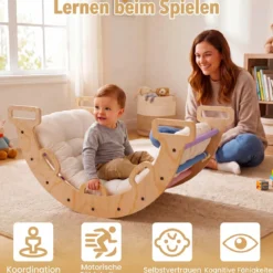 Kletterbogen Holz Montessori Kletterwippe mit Weichem Kissen für Kinder ab 3 Jahre