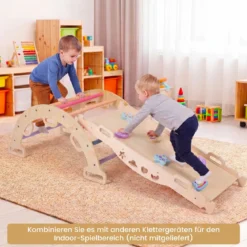 Kletterbogen Holz Montessori Kletterwippe mit Weichem Kissen für Kinder ab 3 Jahre