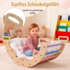 Kletterbogen Holz Montessori Kletterwippe mit Weichem Kissen für Kinder ab 3 Jahre