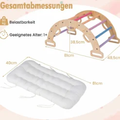 Kletterbogen Holz Montessori Kletterwippe mit Weichem Kissen für Kinder ab 3 Jahre