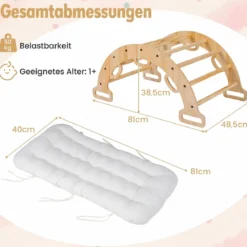 Kletterbogen Holz Montessori Kletterwippe mit Weichem Kissen für Kinder ab 3 Jahre