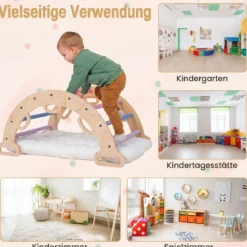 Kletterbogen Holz Montessori Kletterwippe mit Weichem Kissen für Kinder ab 3 Jahre