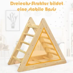 Kletterdreieck aus Holz Klettergerüst für Kinder ab 3 Jahren zur Entwicklung motorischer Fähigkeiten aus natürlicher Kiefer 93x46x81cm