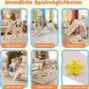 Kletterdreiecke Set faltbares Montessori-Kletterset aus Holz mit Panda-Motiv Beige