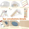 Kletterdreiecke Set faltbares Montessori-Kletterset aus Holz mit Panda-Motiv Weiß
