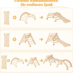 Kletterdreieck mit Rutsche & Kletterbogen Klettergerüst inkl. Doppelseitige Rampe