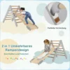 Kletterdreieck mit Rutsche Klettergerüst Indoor ab 1 Jahr Sprossendreieck Kletterrampe aus Holz Grau