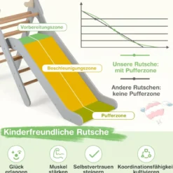 Kletterdreieck mit Rutsche Klettergerüst aus Holz Sprossendreieck zum Rutschen und Klettern Grau