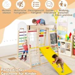 Kletterspielzeug-Set für Kleinkinder mit Rutsche Schaukel 124 x 119 x 138 cm Natur/Bunt