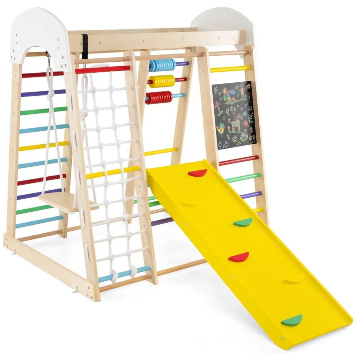 Kletterspielzeug-Set für Kleinkinder mit Rutsche Schaukel 124 x 119 x 138 cm Natur/Bunt
