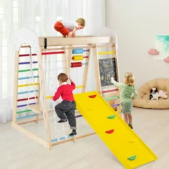 Kletterspielzeug-Set für Kleinkinder mit Rutsche Schaukel 124 x 119 x 138 cm Natur/Bunt