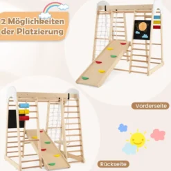 Kletterspielzeug-Set für Kleinkinder mit Rutsche Schaukel 124 x 119 x 138 cm Natur/Bunt