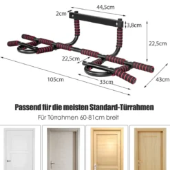 Klimmzugstange für den Türrahmen tragbare Türstange multifunktional fürs Krafttraining Schwarz