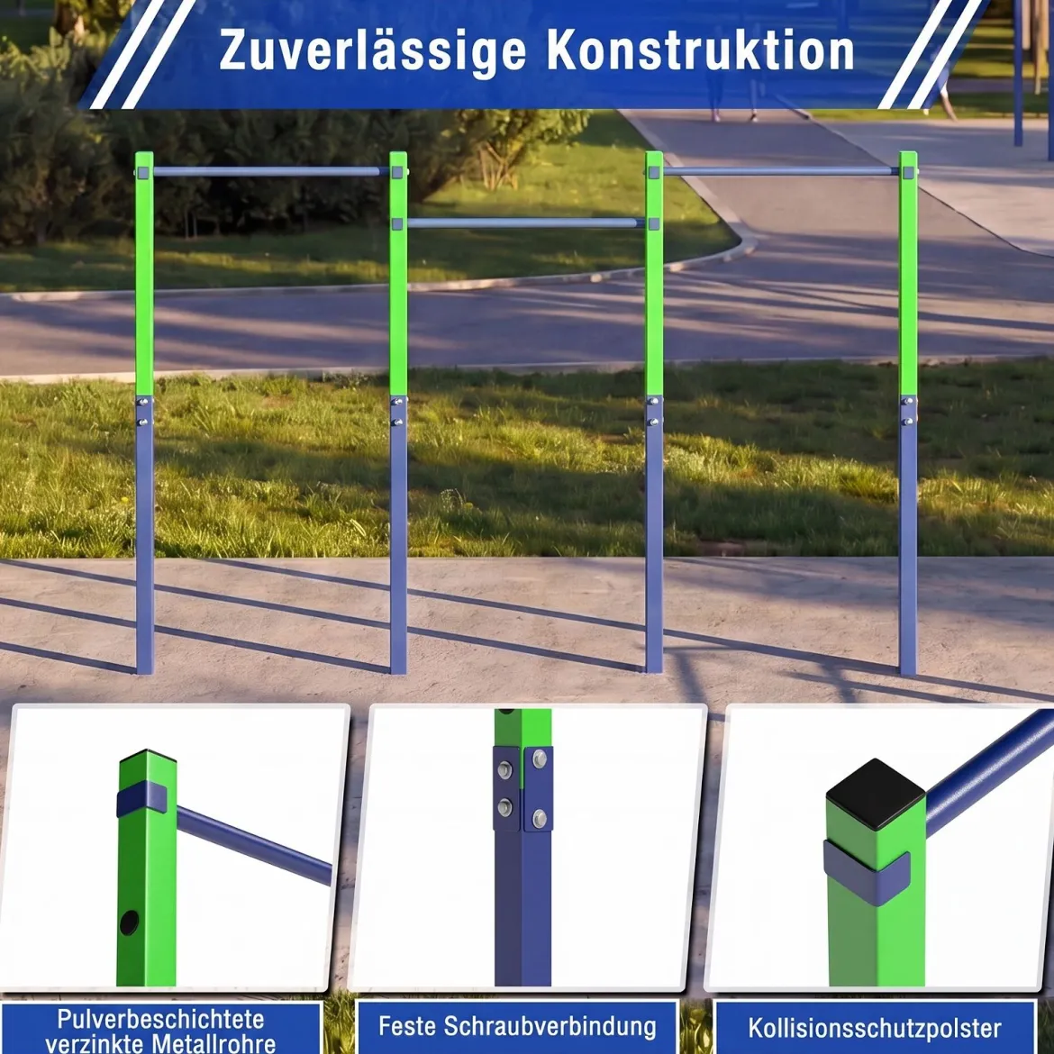 Klimmzugstange Reckstange Höhenverstellbar 80-172 cm aus Verzinktem Stahl bis 330 kg