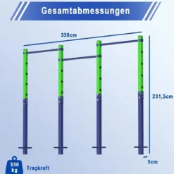 Klimmzugstange Reckstange Höhenverstellbar 80-172 cm aus Verzinktem Stahl bis 330 kg
