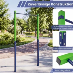 Klimmzugstange Reckstange Höhenverstellbar 80-172 cm Dip Station aus Verzinktem Stahl bis 110 kg Rot/Blau