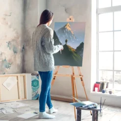 Künstler-Staffelei Tragbare Künstler-Staffelei mit Ablage verstellbar Standstaffelei 96 x 96 x 192 cm Natur