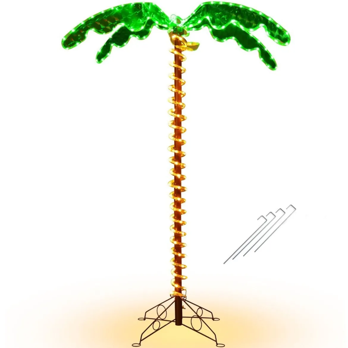 künstliche beleuchtete Palme mit LED-Lichtern klappbarem Sockel LED Palme 118 x 80 x 154 cm