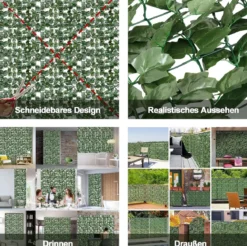 Künstliche Efeu Garten Sichtschutz Balkonsichtschutz Blätteroptik Windschutz 150 x 240 cm Grün