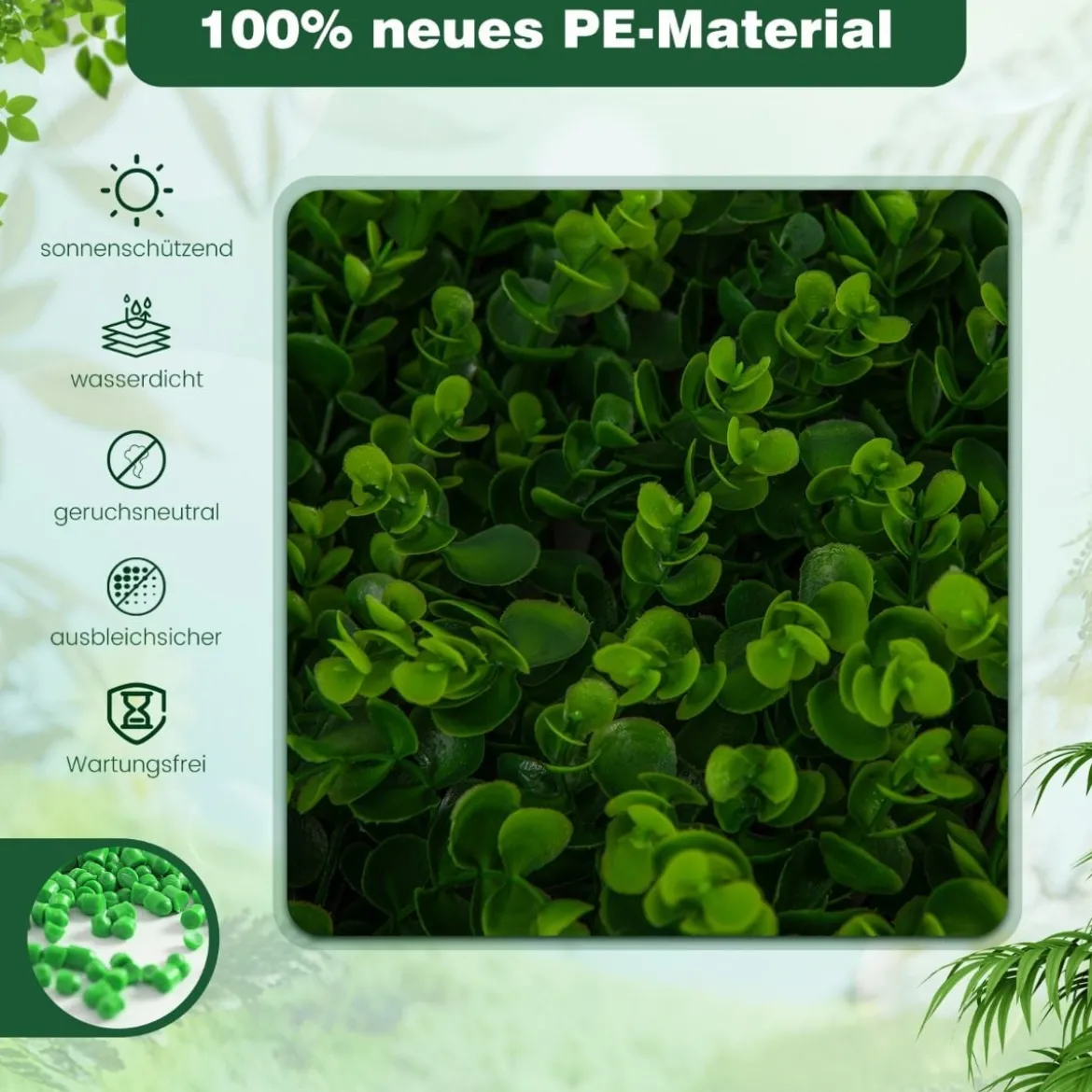 Künstliche Garten Sichtschutz Pflanzenwand Hecken mit Efeublättern / Eukalyptus Blättern
