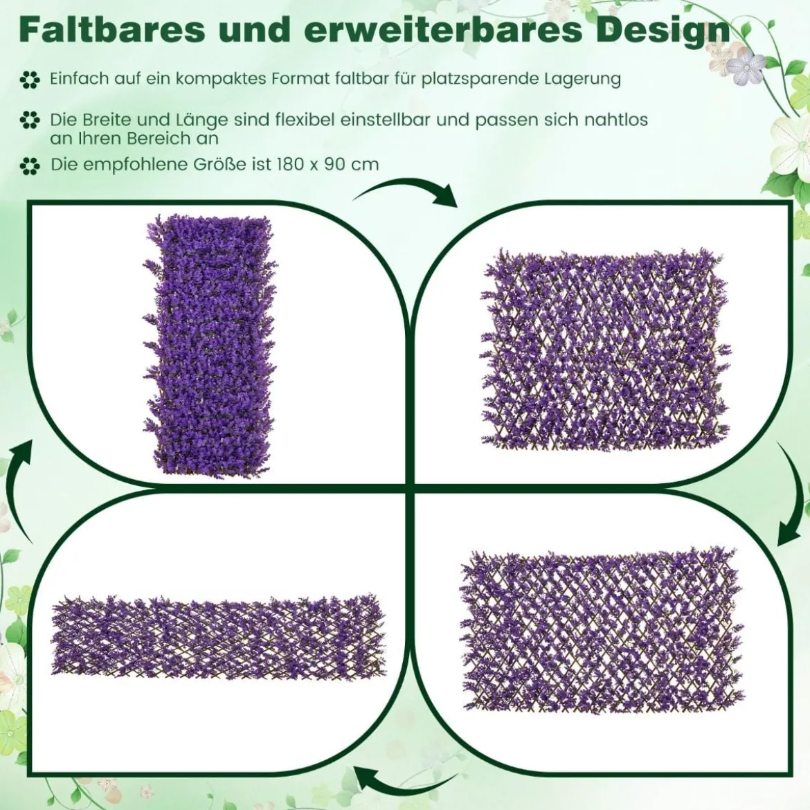 Künstliche Garten Sichtschutz Pflanzenwand Hecken mit Efeublättern / Eukalyptus Blättern