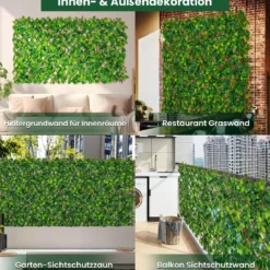 Künstliche Garten Sichtschutz Pflanzenwand Hecken mit Efeublättern / Eukalyptus Blättern
