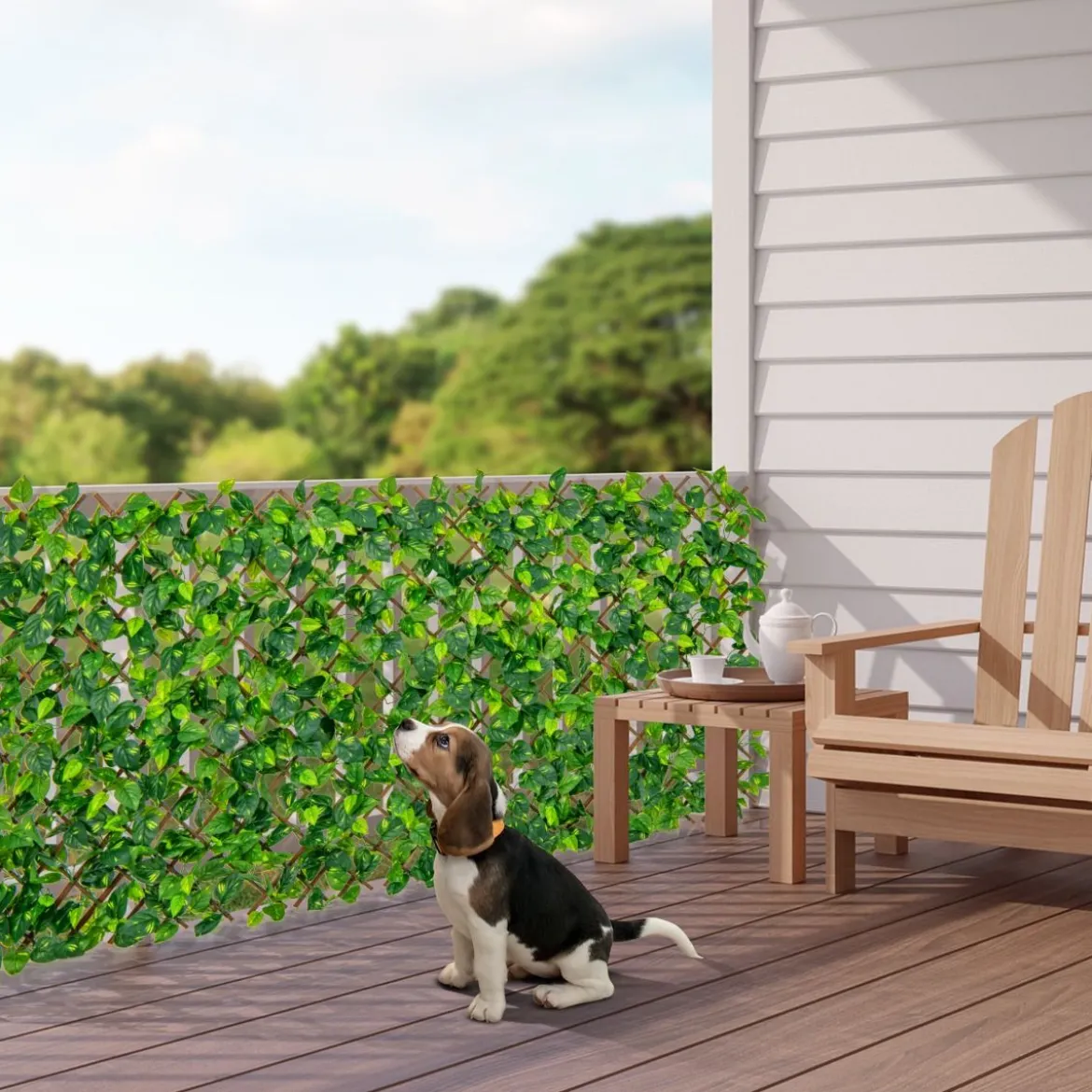 Künstliche Garten Sichtschutz Pflanzenwand Hecken mit Efeublättern / Eukalyptus Blättern