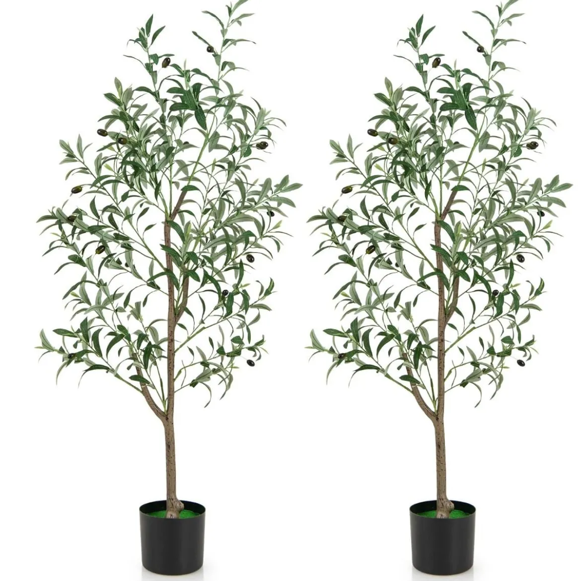Künstliche Olivenbaum Kunstpflanze 130 cm Zimmerpflanze mit Zementtopf