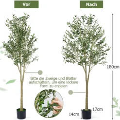 künstliche Olivenbäume 180 cm hohe künstliche Olivenpflanzen mit Kunststoff-Pflanzgefäß Grün