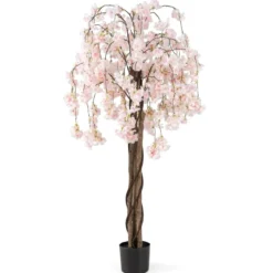 Künstlicher Kirschblütenbaum im Pflanztopf Kunstblumenpflanze mit Weißen Blumen 163 cm