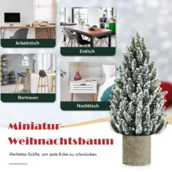 Künstlicher Mini-Weihnachtsbaum 47 cm hoher Mini-Weihnachtsbaum aus PE Grün + Weiß