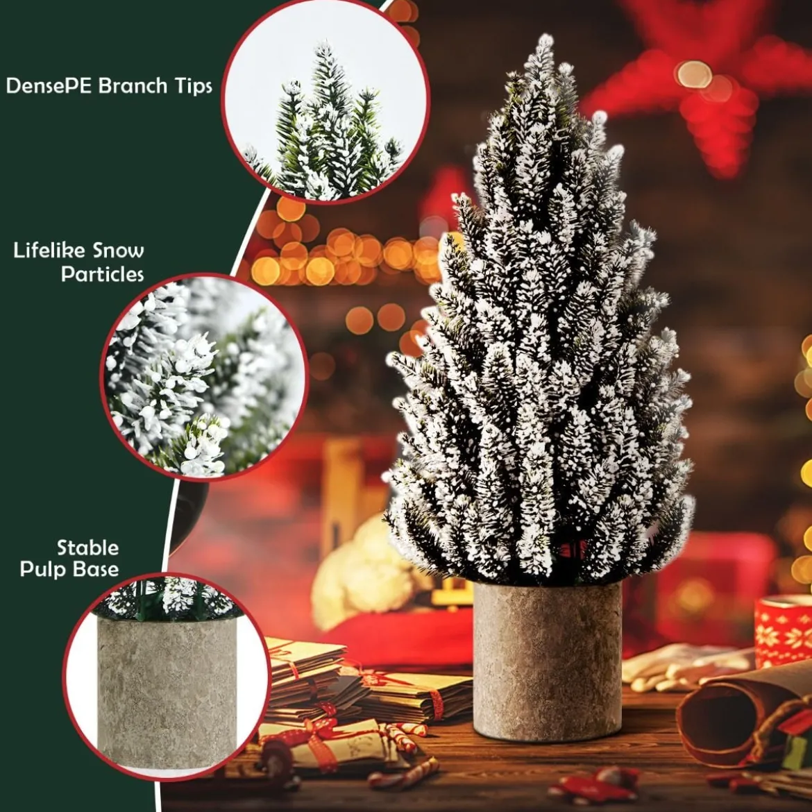 Künstlicher Mini-Weihnachtsbaum 47 cm hoher Mini-Weihnachtsbaum aus PE Grün + Weiß