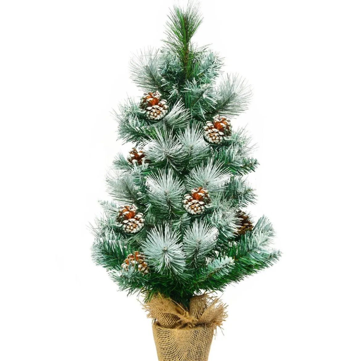 Künstlicher Mini-Weihnachtsbaum aus Schneebedeckter Kiefer mit Kiefernzapfen-Dekoration 60 cm