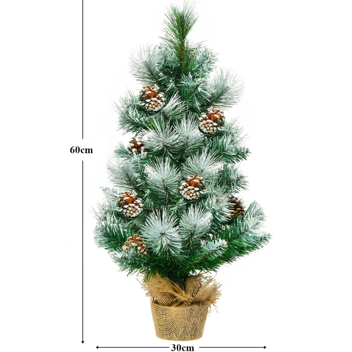 Künstlicher Mini-Weihnachtsbaum aus Schneebedeckter Kiefer mit Kiefernzapfen-Dekoration 60 cm