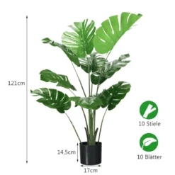Künstlicher Monstera Deliciosa Baum für drinnen und draußen 121 cm Grün