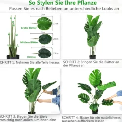 Künstlicher Monstera Deliciosa Baum für drinnen und draußen 121 cm Grün