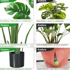 Künstlicher Monstera Deliciosa Baum für drinnen und draußen 121 cm Grün