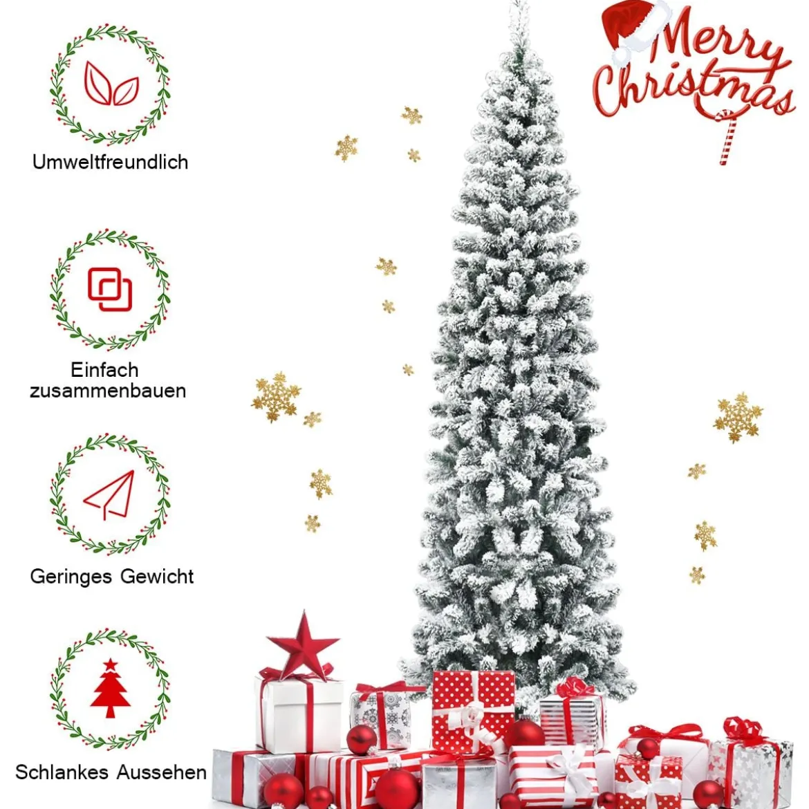 Künstlicher Schneebedeckter Weihnachtsbaum mit 461 Zweigenals 225 cm