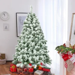 Künstlicher schneebedeckter Weihnachtsbaum mit Metallständer und PVC Nadeln 135 cm