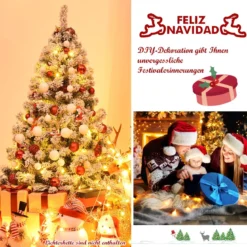 Künstlicher Schneebedeckter Weihnachtsbaum mit Metallständer und PVC Nadeln 180 cm