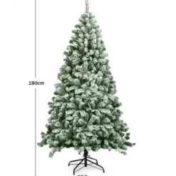 Künstlicher Schneebedeckter Weihnachtsbaum mit Metallständer und PVC Nadeln 180 cm