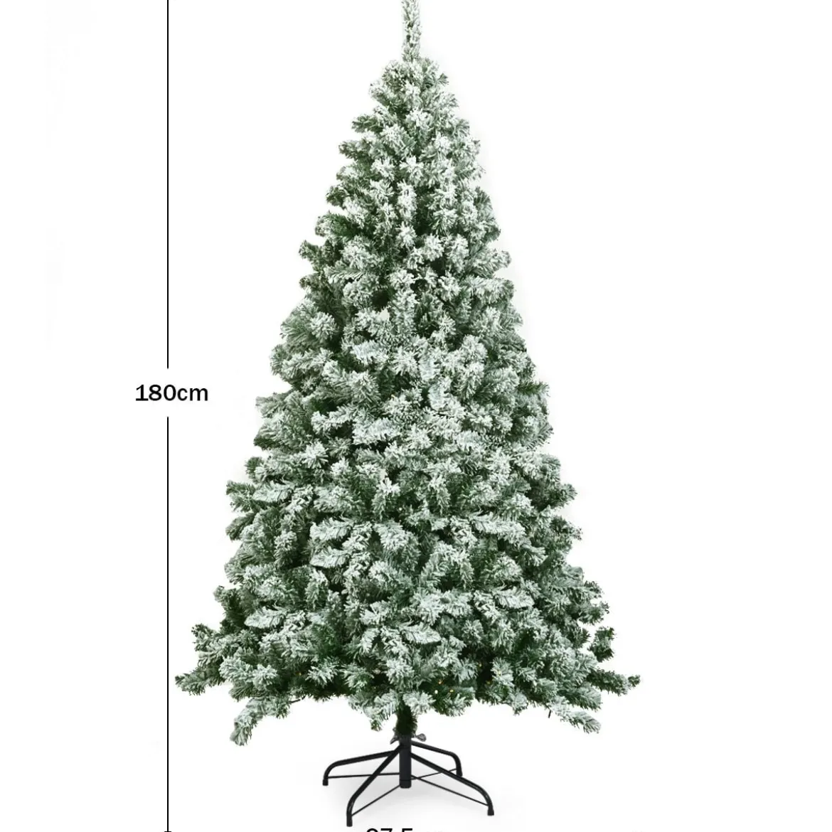 Künstlicher Schneebedeckter Weihnachtsbaum mit Metallständer und PVC Nadeln 180 cm