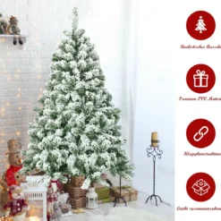 Künstlicher Schneebedeckter Weihnachtsbaum mit Metallständer und PVC Nadeln 180 cm