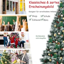 Künstlicher Verschneiter Weihnachtsbaum mit Tannenzapfen für Indoor & Outdoor 180 cm