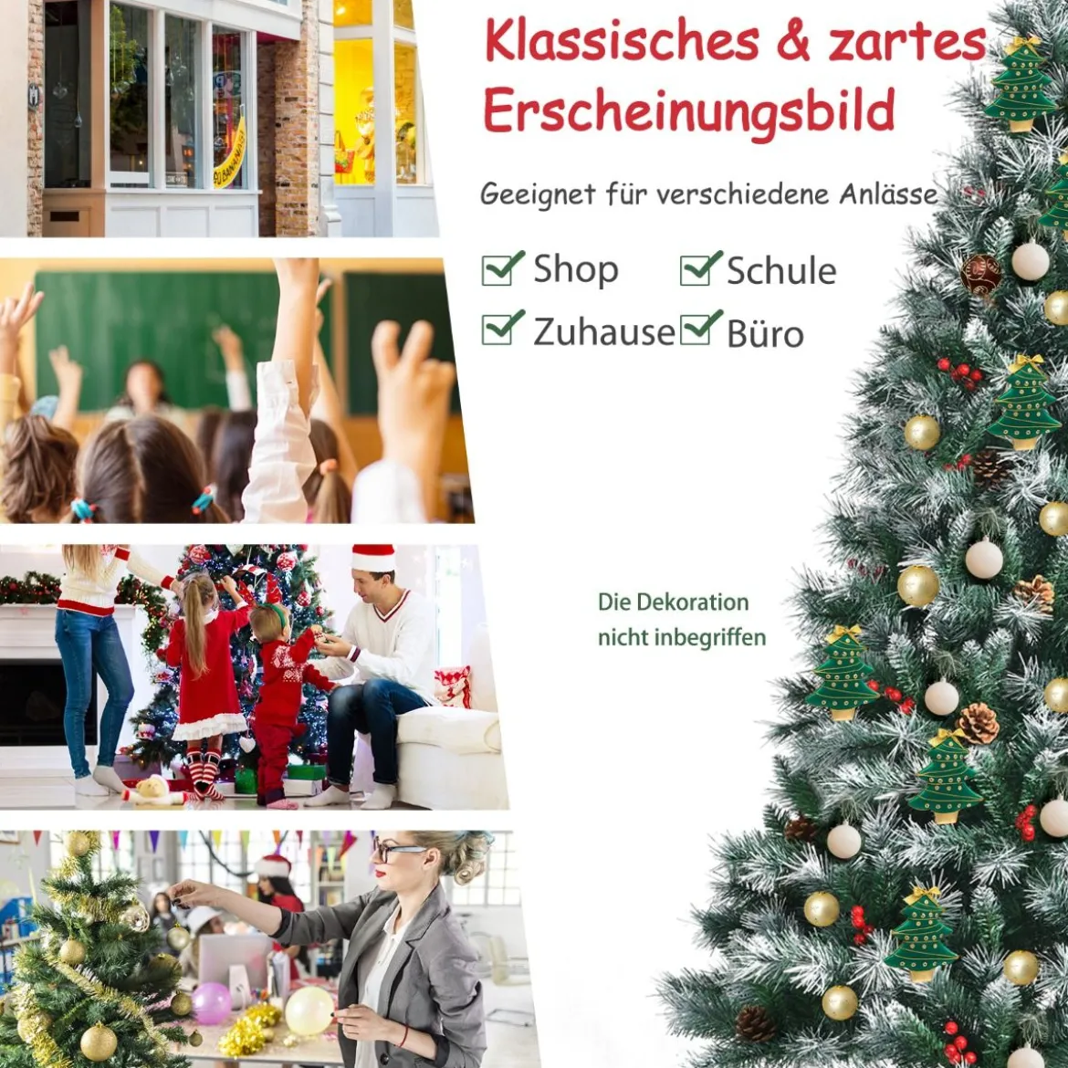Künstlicher Verschneiter Weihnachtsbaum mit Tannenzapfen für Indoor & Outdoor 180 cm