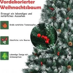 Künstlicher Verschneiter Weihnachtsbaum mit Tannenzapfen für Indoor & Outdoor 180 cm