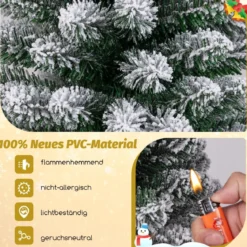 Künstlicher Weihnachtsbaum Bleistift 150 cm Tannenbaum mit Schnee Grün