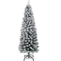 Künstlicher Weihnachtsbaum Bleistift 150 cm Tannenbaum mit Schnee Grün