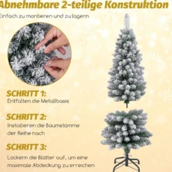 Künstlicher Weihnachtsbaum Bleistift 120 cm Tannenbaum mit Schnee Grün