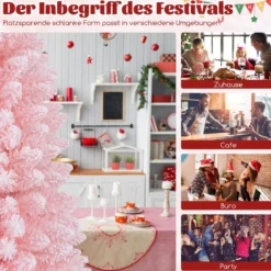 Künstlicher Weihnachtsbaum Bleistift 150 cm Tannenbaum mit Schnee Rosa